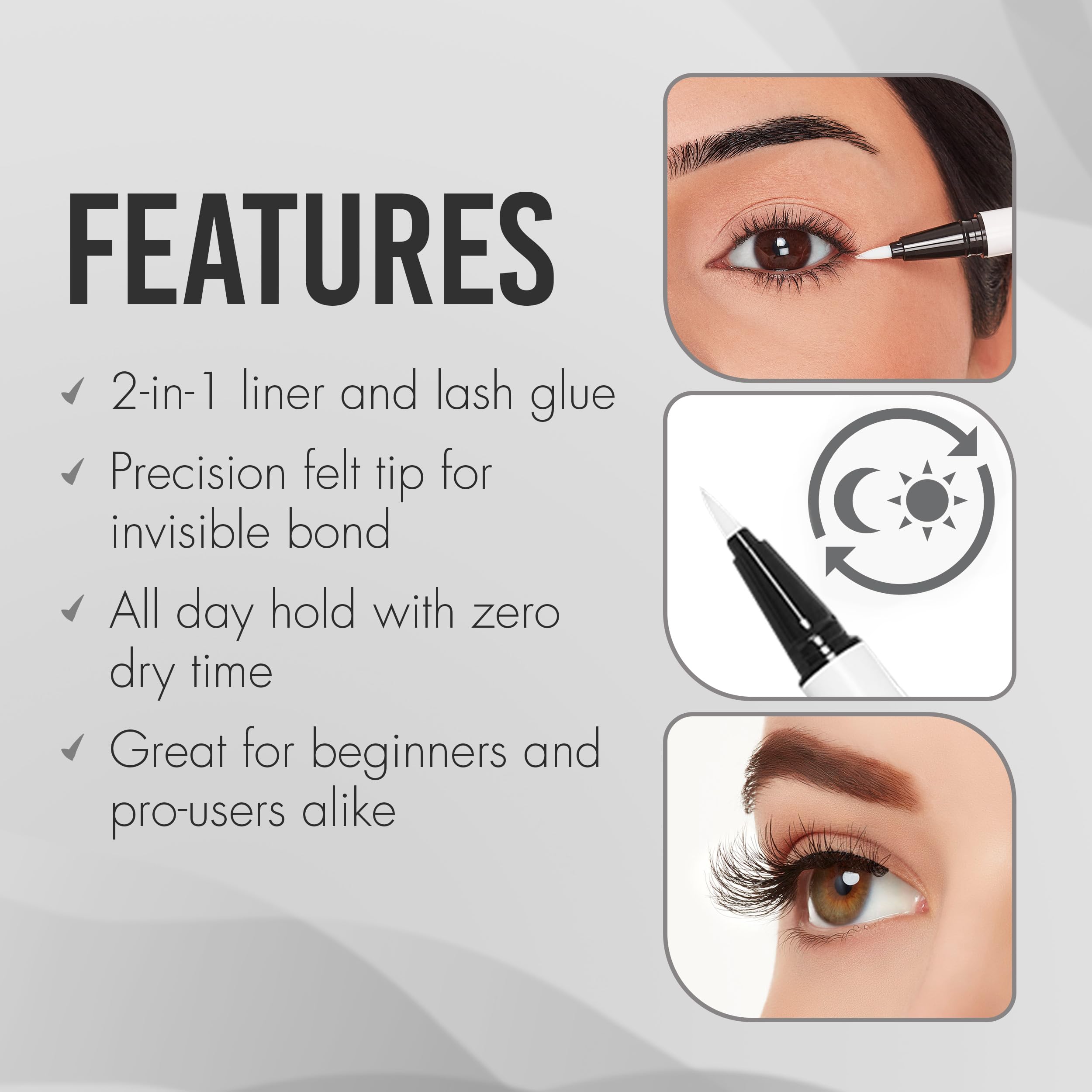 DUO adhésion invisible pour cils: fixation discrète et naturelle.