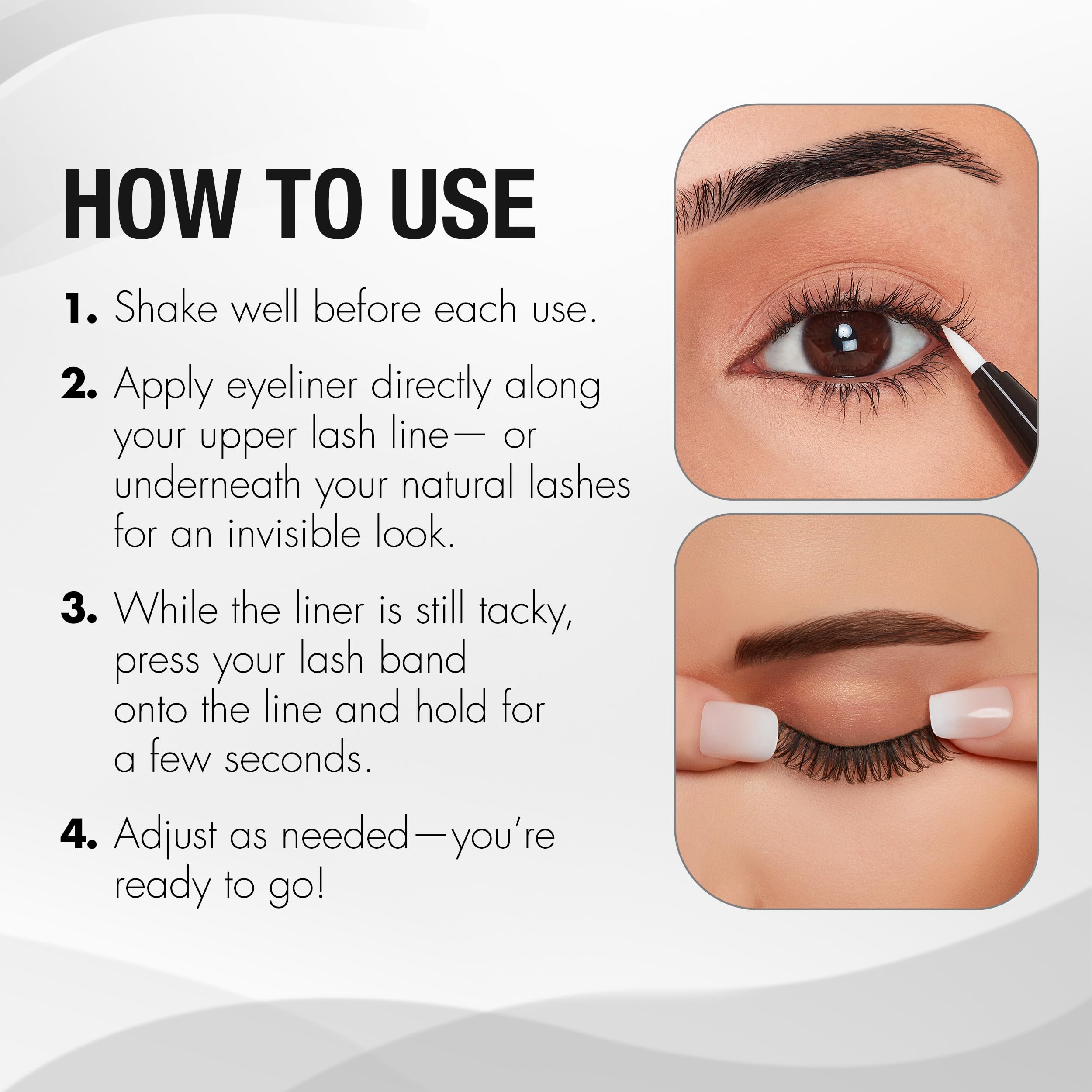 DUO base transparente flexible: fond clair pour soutenir le placement des cils.