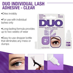 DUO maintien longue durée pour cils individuels et look naturel.