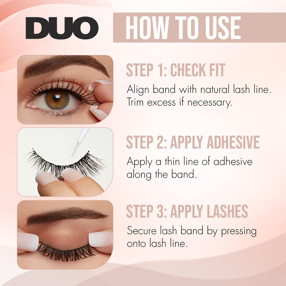 DUO Nourish Brush-On Clear Lash Glue, fini clair qui sèche sans traces, transparent.