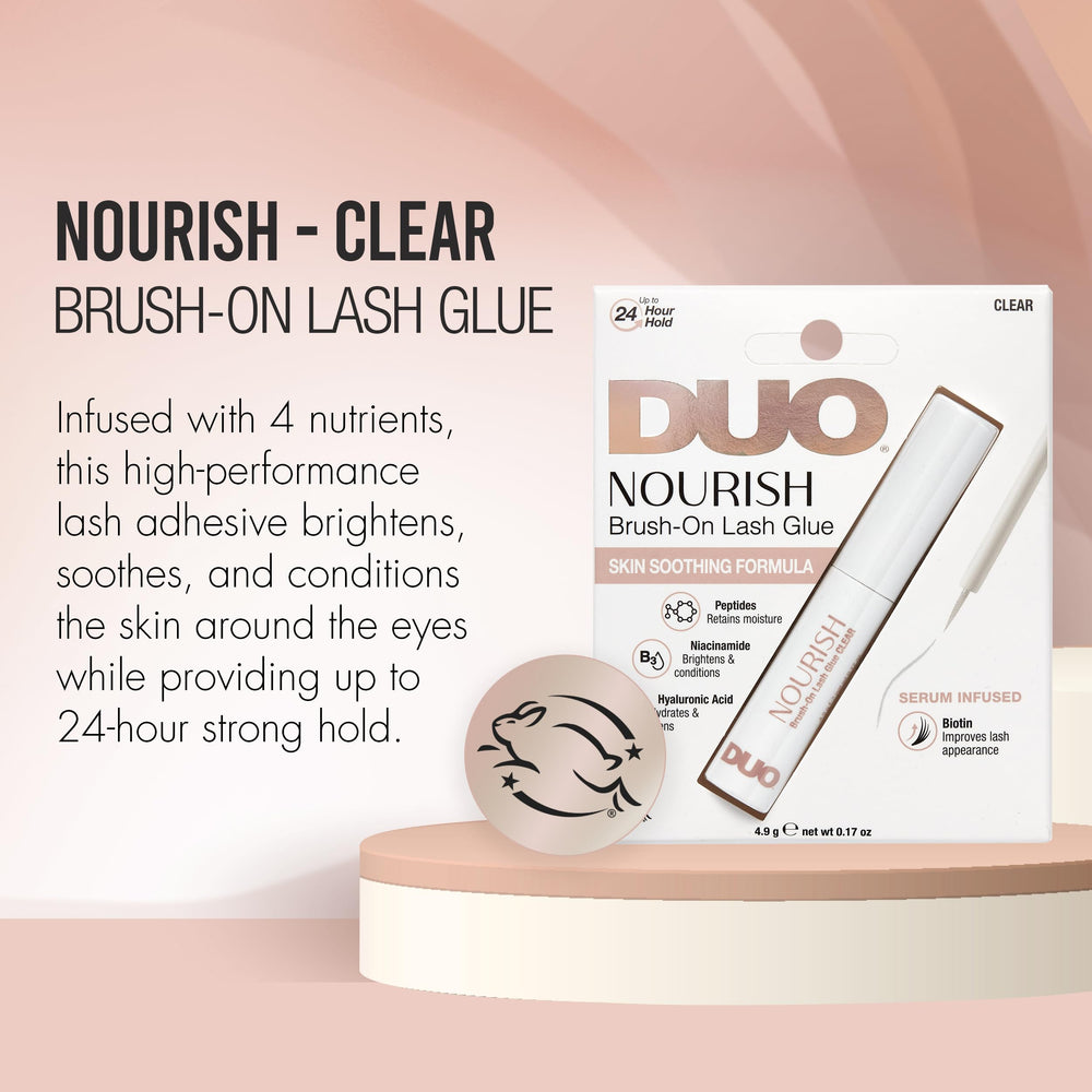 DUO Nourish Brush-On Clear Lash Glue, peptides et biotine pour le soin des cils.