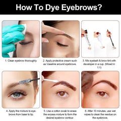 Outils professionnels Duoffanny inclus pour colorer cils et sourcils à domicile.