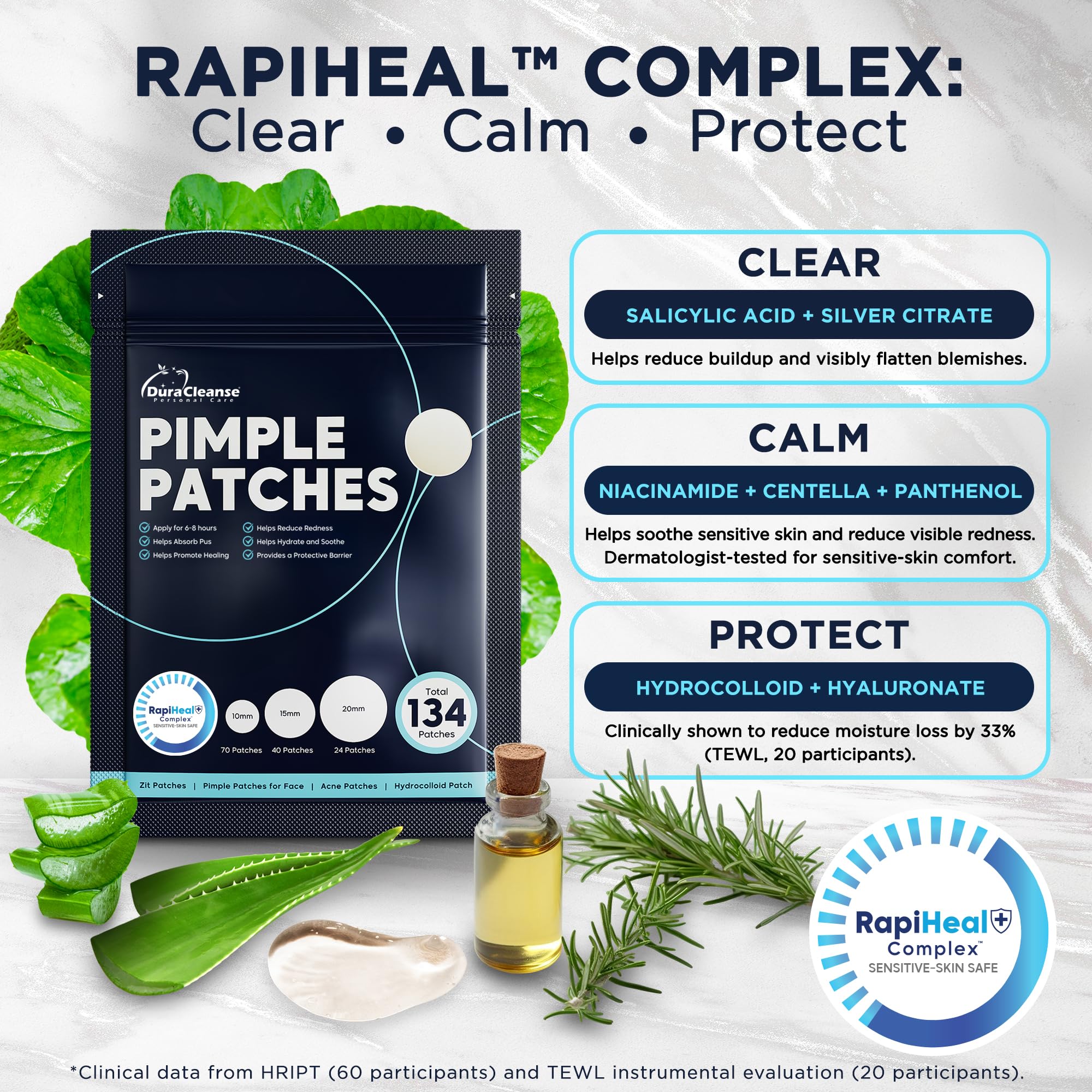 Patch hydrocolloïde respirant et résistant à l’eau pour un port toute la journée.