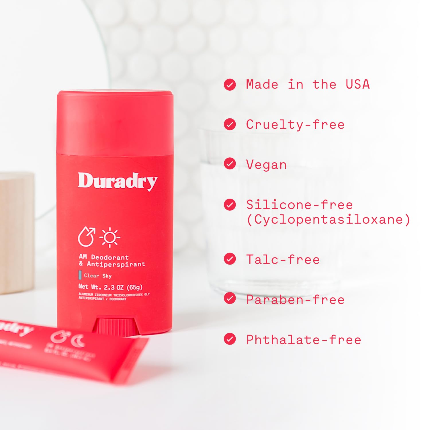 Duradry Application douce et glissante sur les aisselles.