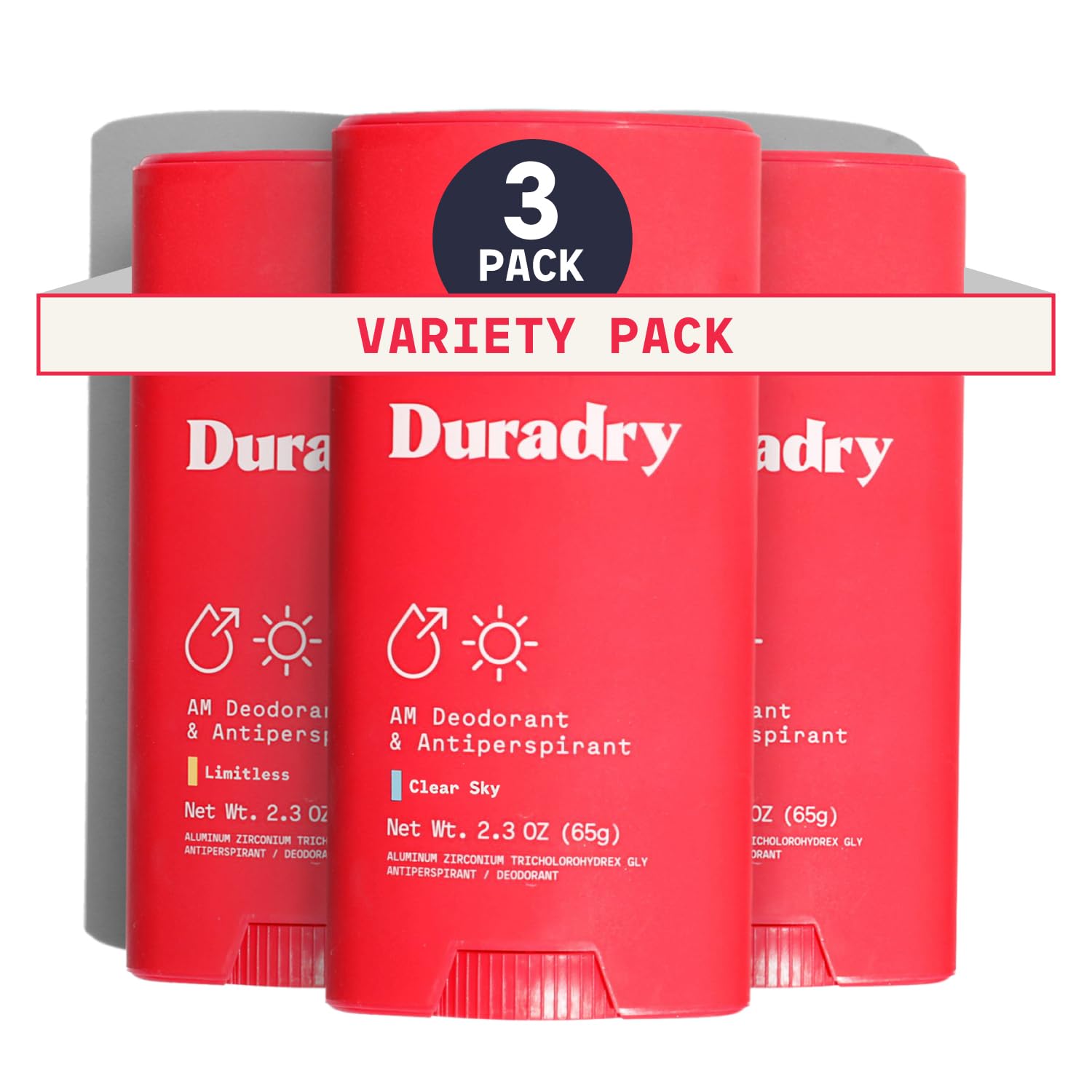 Duradry emballage antiperspirant stick pratique pour une application rapide