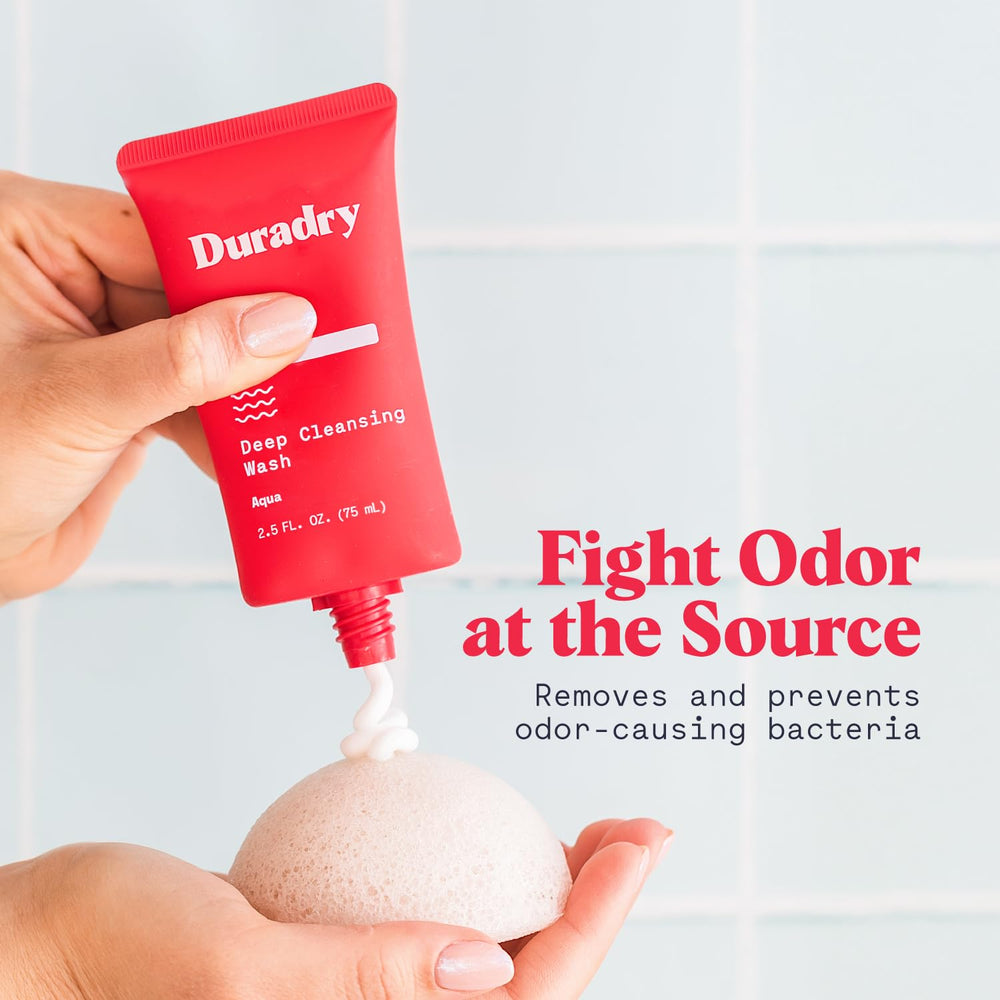 Duradry format voyage Gel Douche, pratique pour les déplacements et garder la peau hydratée.
