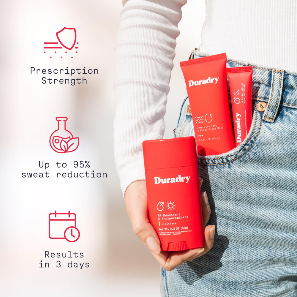 Duradry gel sudor minimisant, action nocturne pour rester au sec.