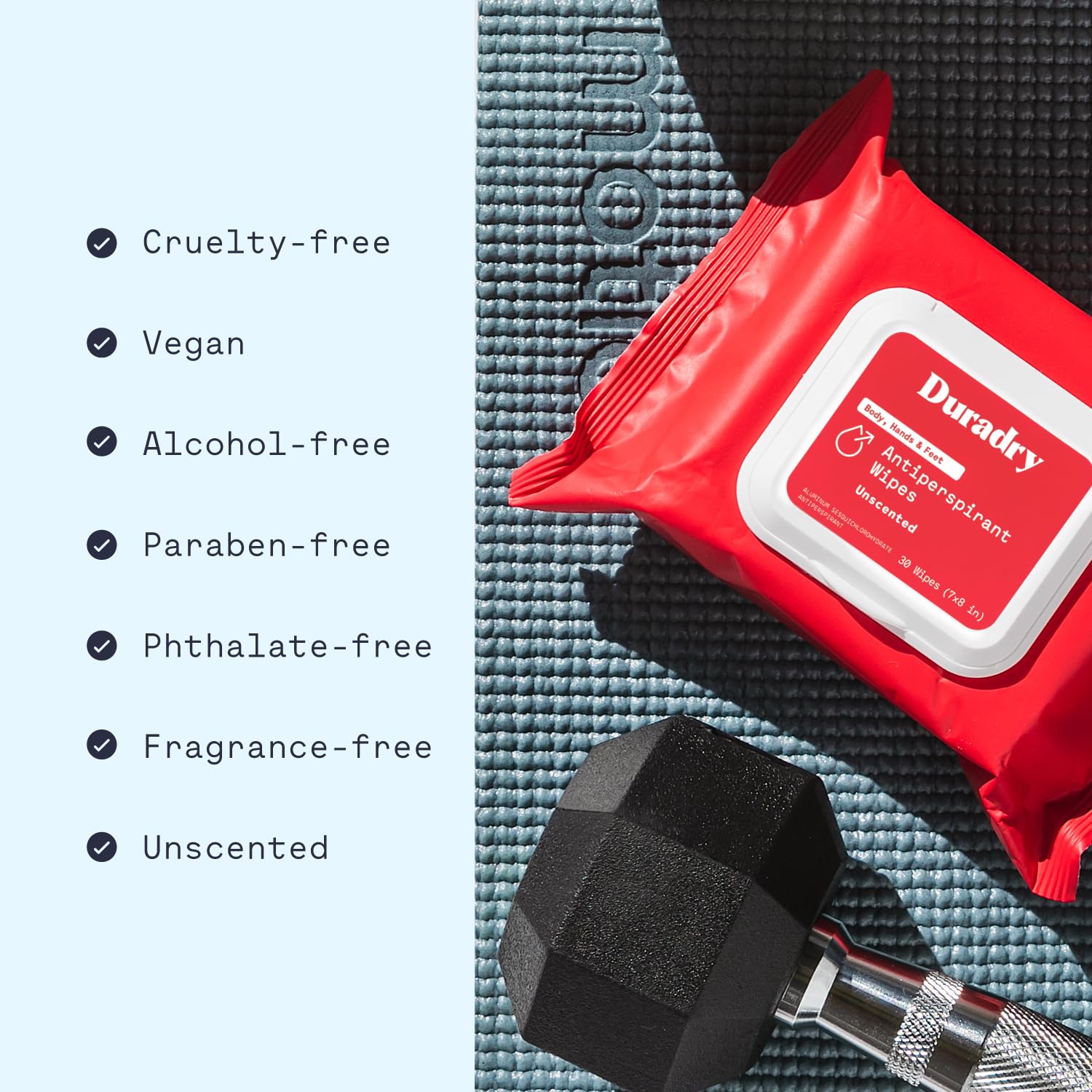 Lingette Duradry pour les mains, réconfort rapide et anti-transpirant.