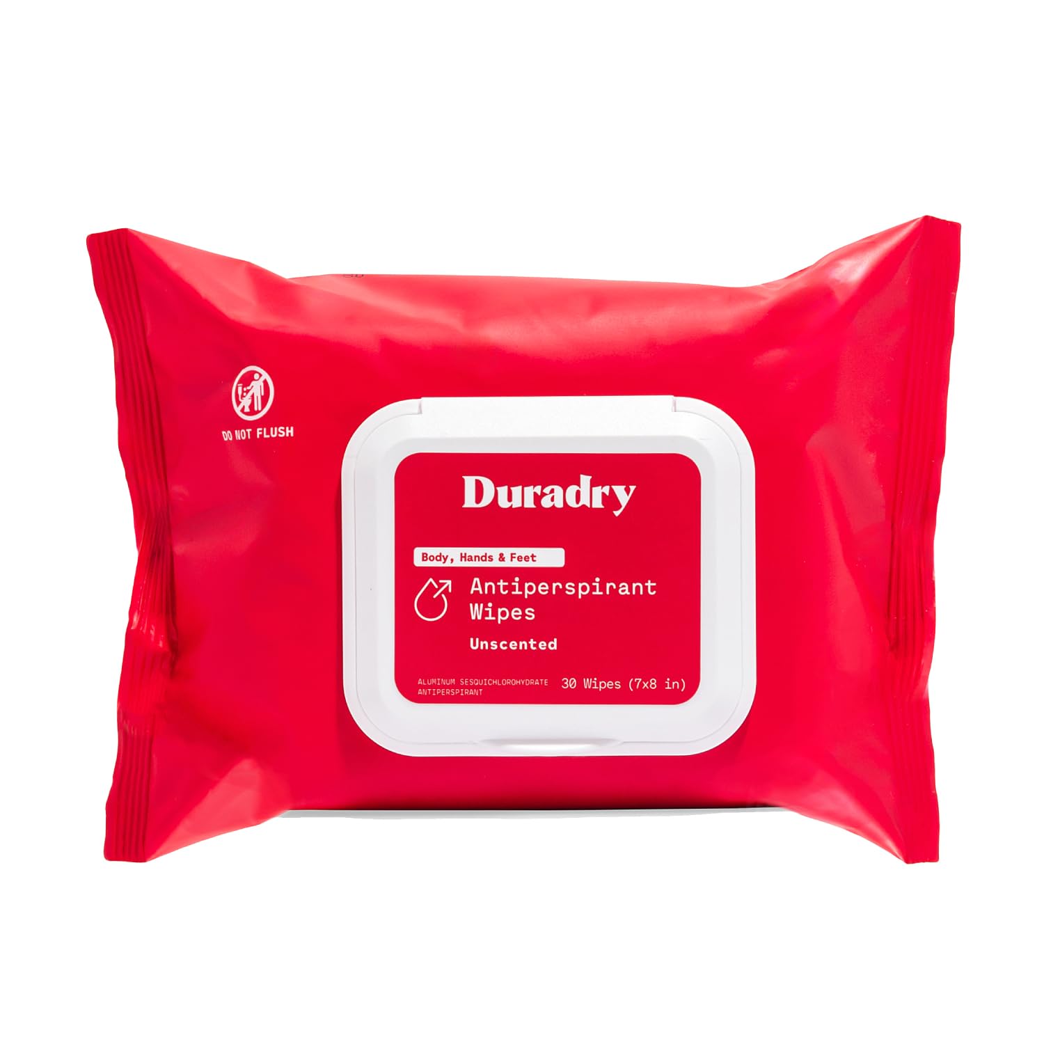 Lingettes antiperspirantes Duradry dans l'emballage, pratique pour le voyage et usage quotidien.