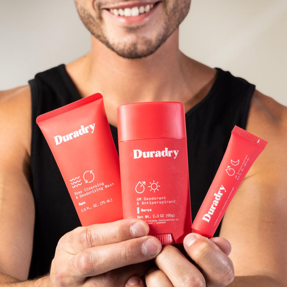 Duradry rituel peau prête avant douche, expérience sensorielle agréable.