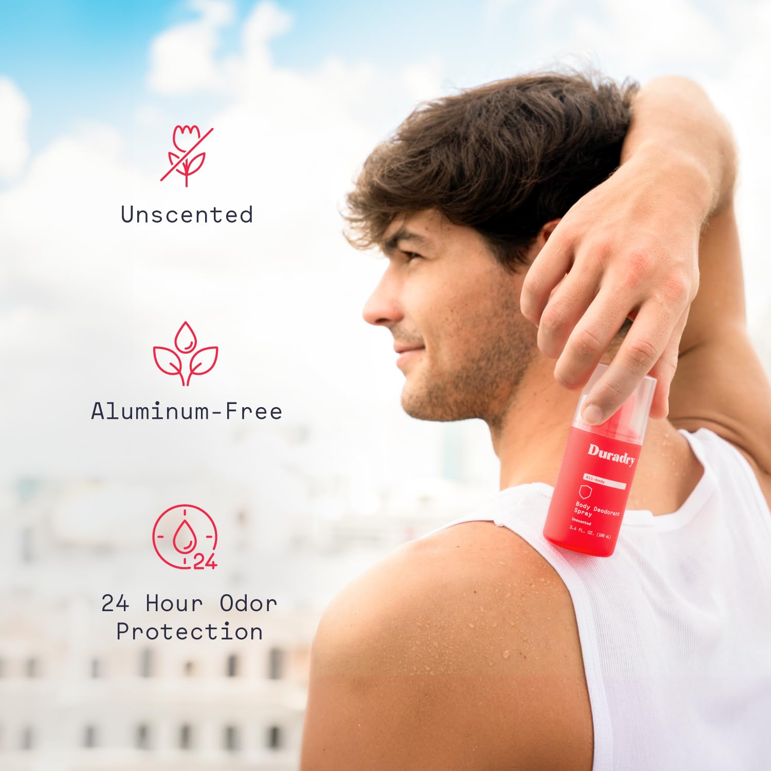 Duradry – spray clair qui sèche rapidement, sans trace sur les vêtements.