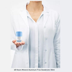 DurbaLife Déodorant Minéral 48H, application précise sur peau propre et fraîche.