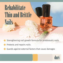 Duri Rejuvacote 2: étiquette indiquant formule sensible adaptée aux ongles et peau sensibles.
