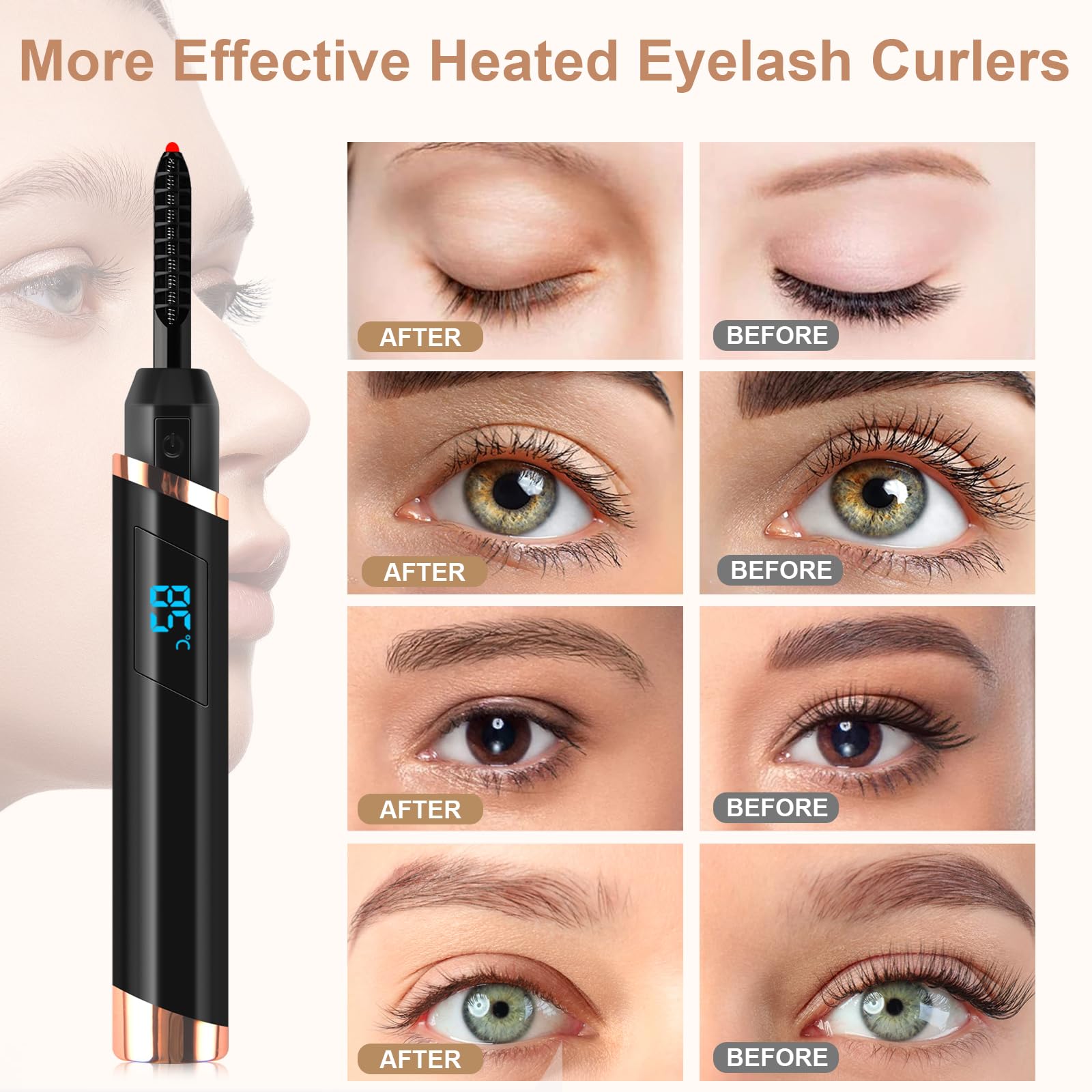 Dust2Oasis curleur cils rechargeable et portable, idéal en déplacement.