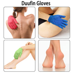 Duufin gants exfoliants bleu pour massage corporel doux et nettoyage efficace