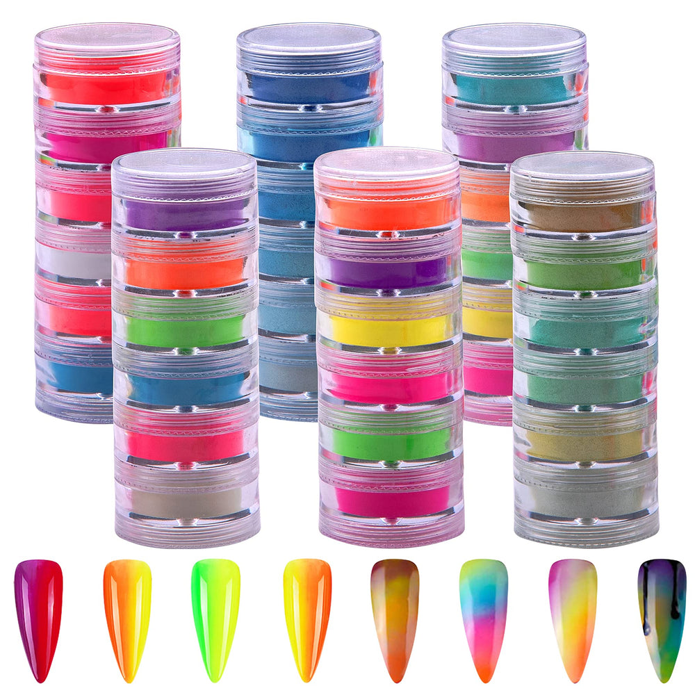 Duufin poudre pigment onglets 36 couleurs, idéale pour l'art ongulaire