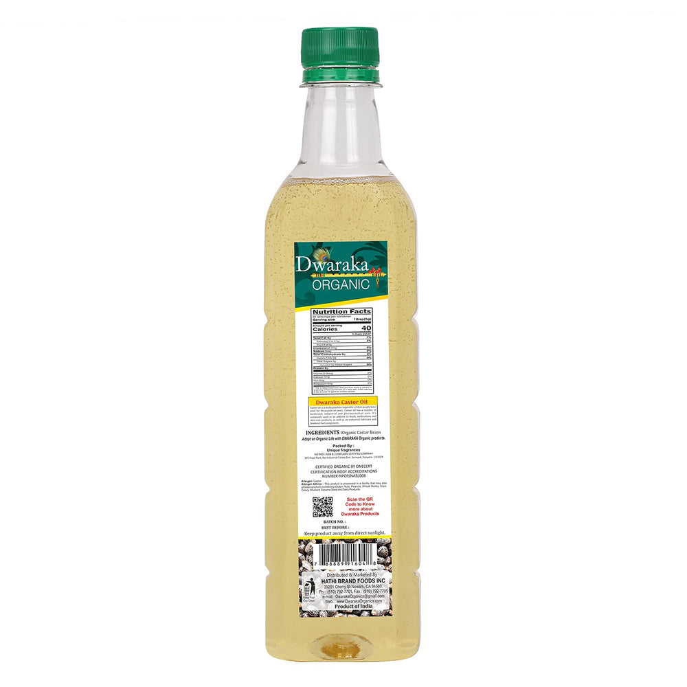 Dwaraka huile de ricin bio, massage: nourrit le corps et favorise le bien-être.