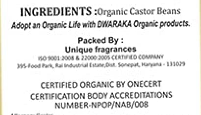Dwaraka huile de ricin bio, soin peau: hydratation et éclat naturel.