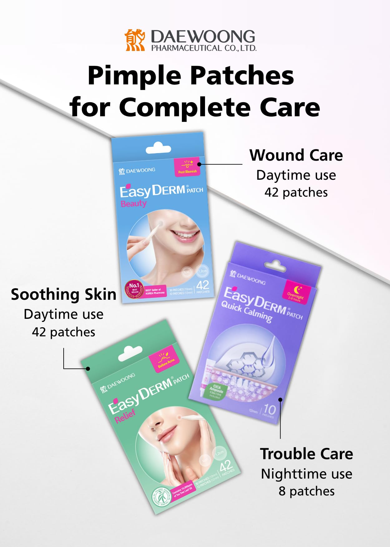 Présentation soignée du patch EasyDerm et de son emballage.