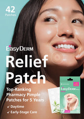 Étiquette EasyDerm Relief Patch facilitant l’identification rapide.