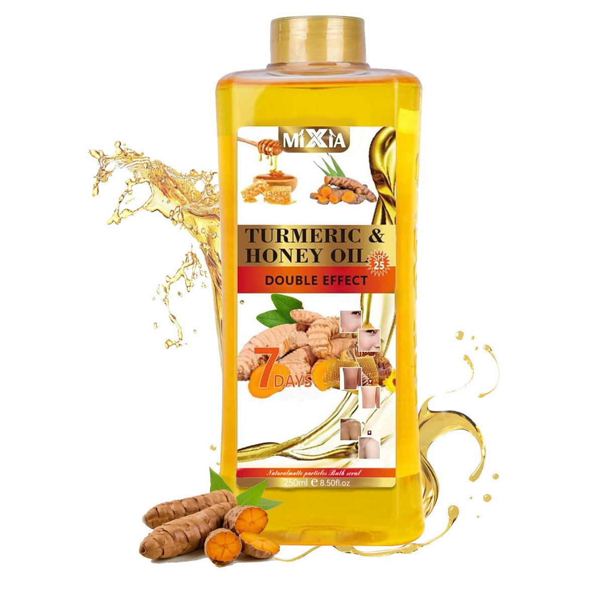 Huile Curcuma DYALE, bouteille élégante, hydratation légère pour visage et corps.