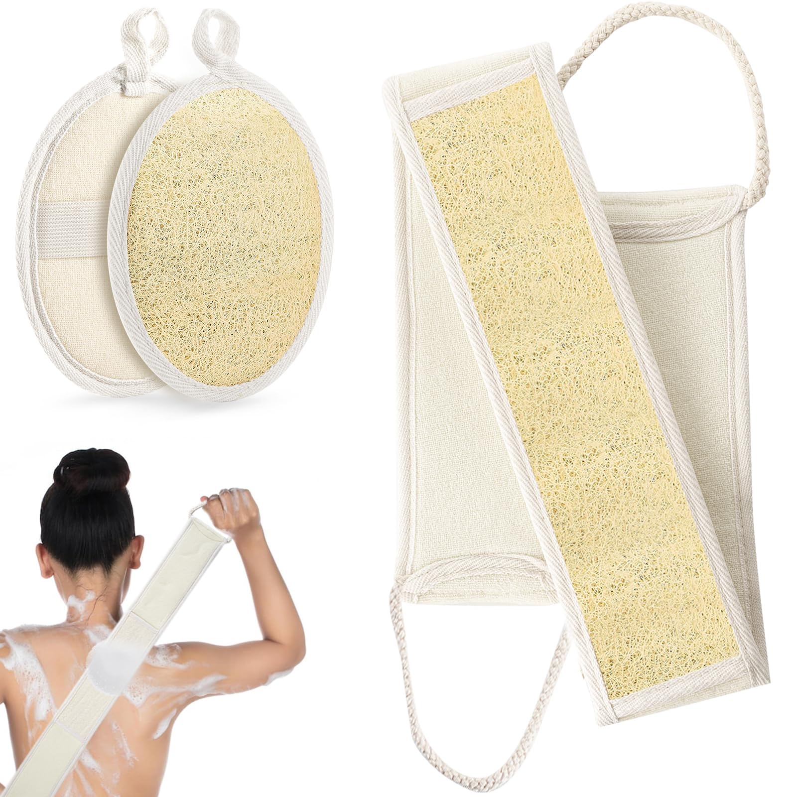DYMTOP éponge loofah dos rond, exfoliation naturelle pour le dos.