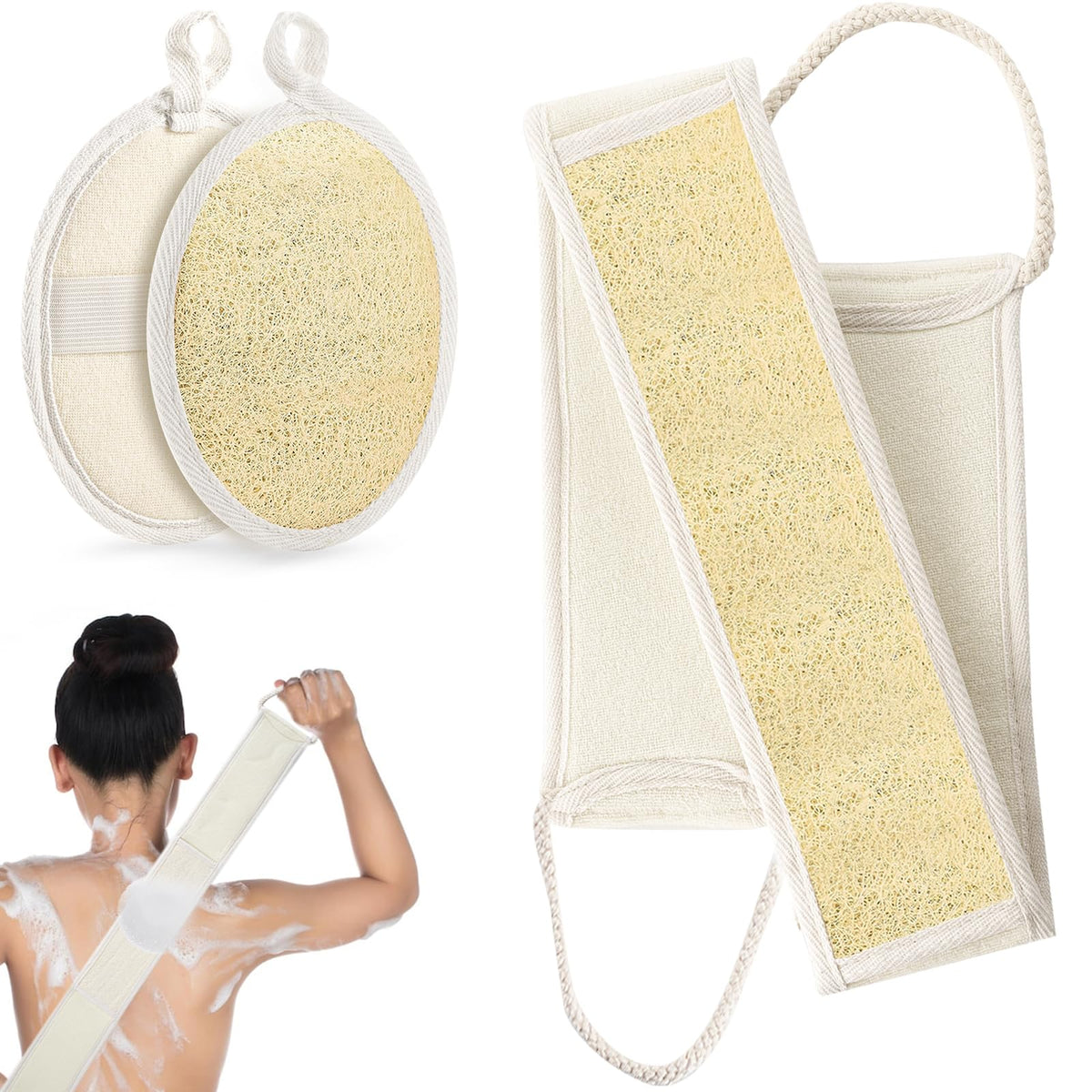 DYMTOP éponge loofah dos rond, exfoliation naturelle pour le dos.