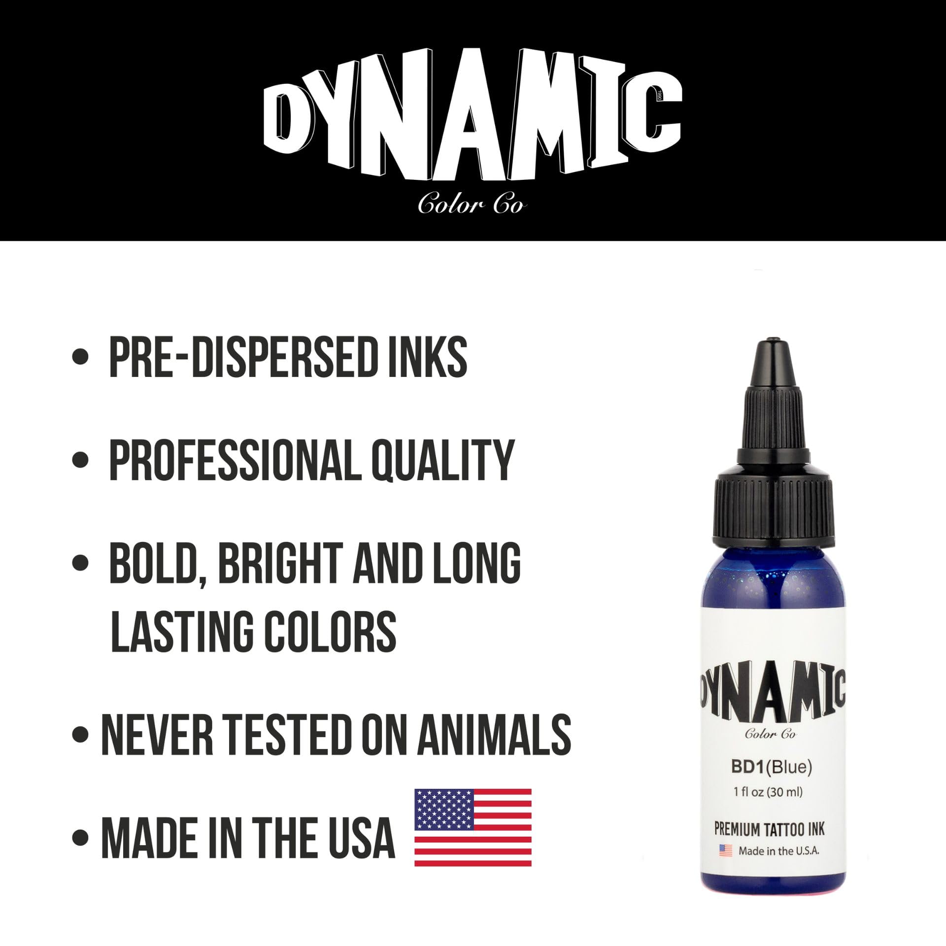 Artiste appliquant l'encre bleue Dynamic Color Co sur peau, précision et couleur vive.