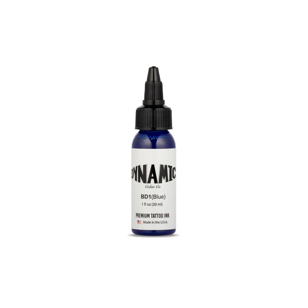 Dynamic Color Co encre bleue tatouage, bouteille 1oz, flux fluide pour détails nets.