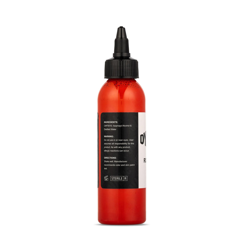 Pigments riches pour tatouage rouge par Dynamic Color Co, détails nets et aplats uniformes.