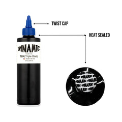 Dynamic Color Co Triple Black Ink Bottle 8oz, applicateur fluide pour des aplats homogènes