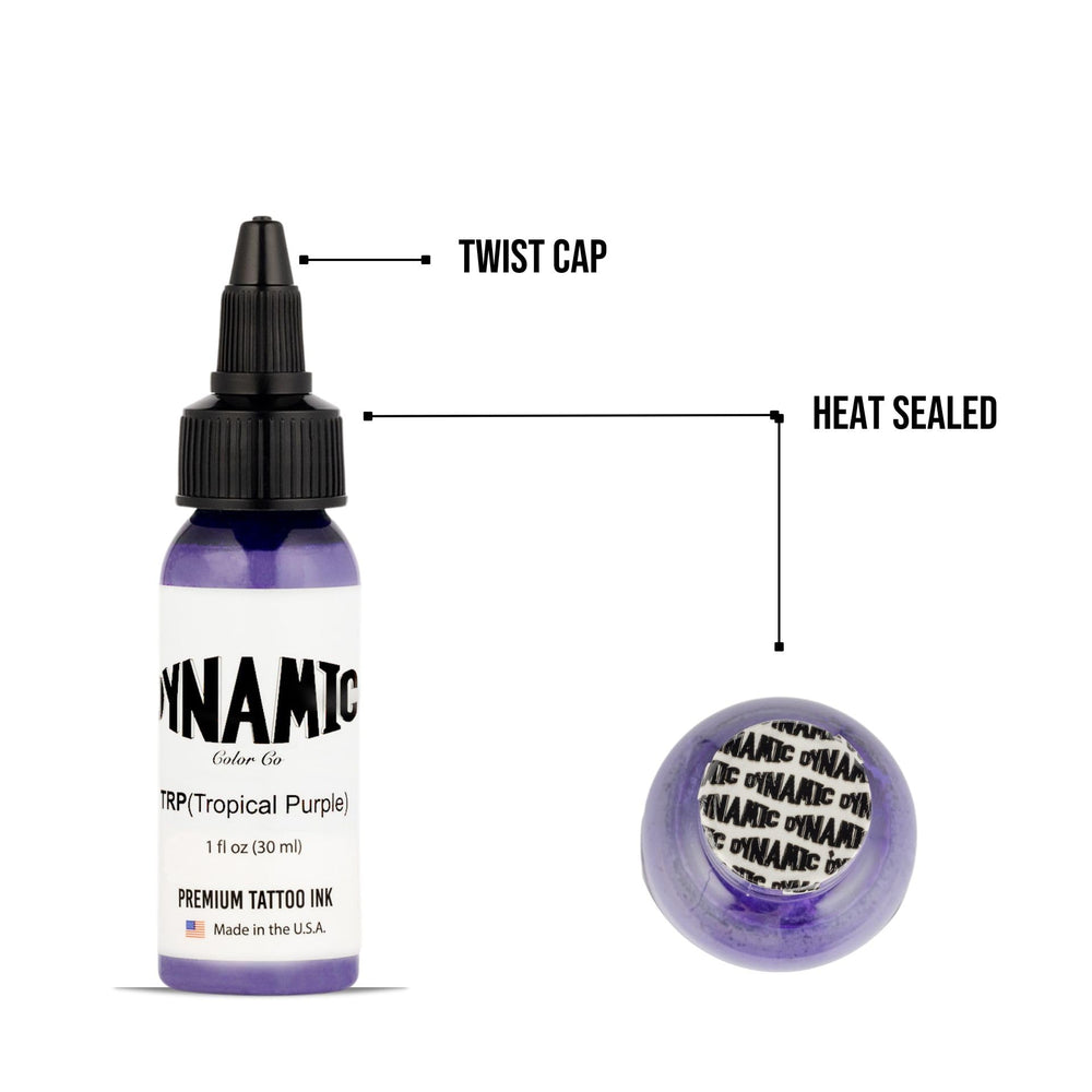 Utilisation dynamique de l'encre Tropical Purple sur contours et dégradés.