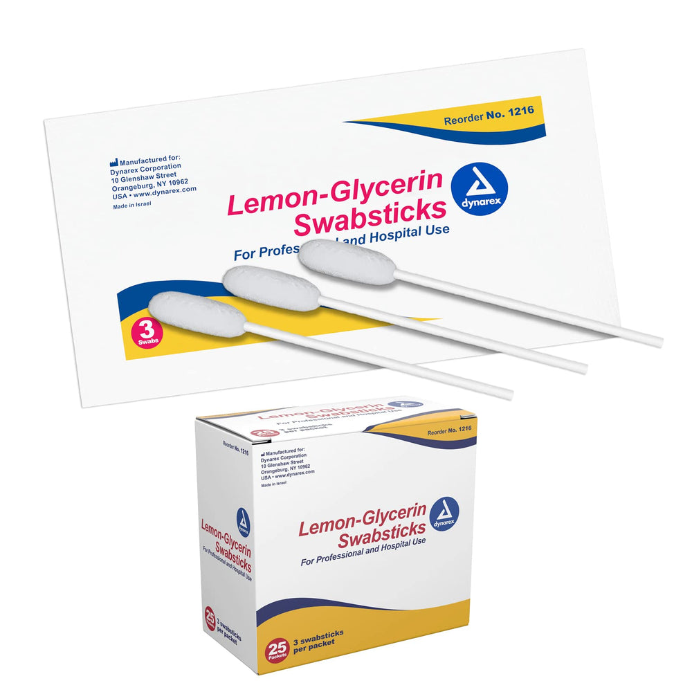 Dynarex bâtonnet citron glycérine: boîte 75 prête à l’emploi pour usage clinique