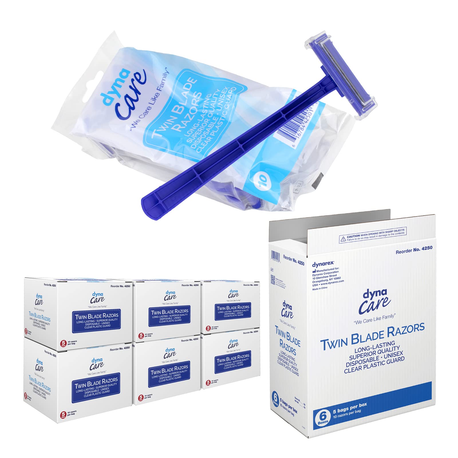 Dynarex DynaCare rasoir double lame emballage propre et prêt à l emploi.
