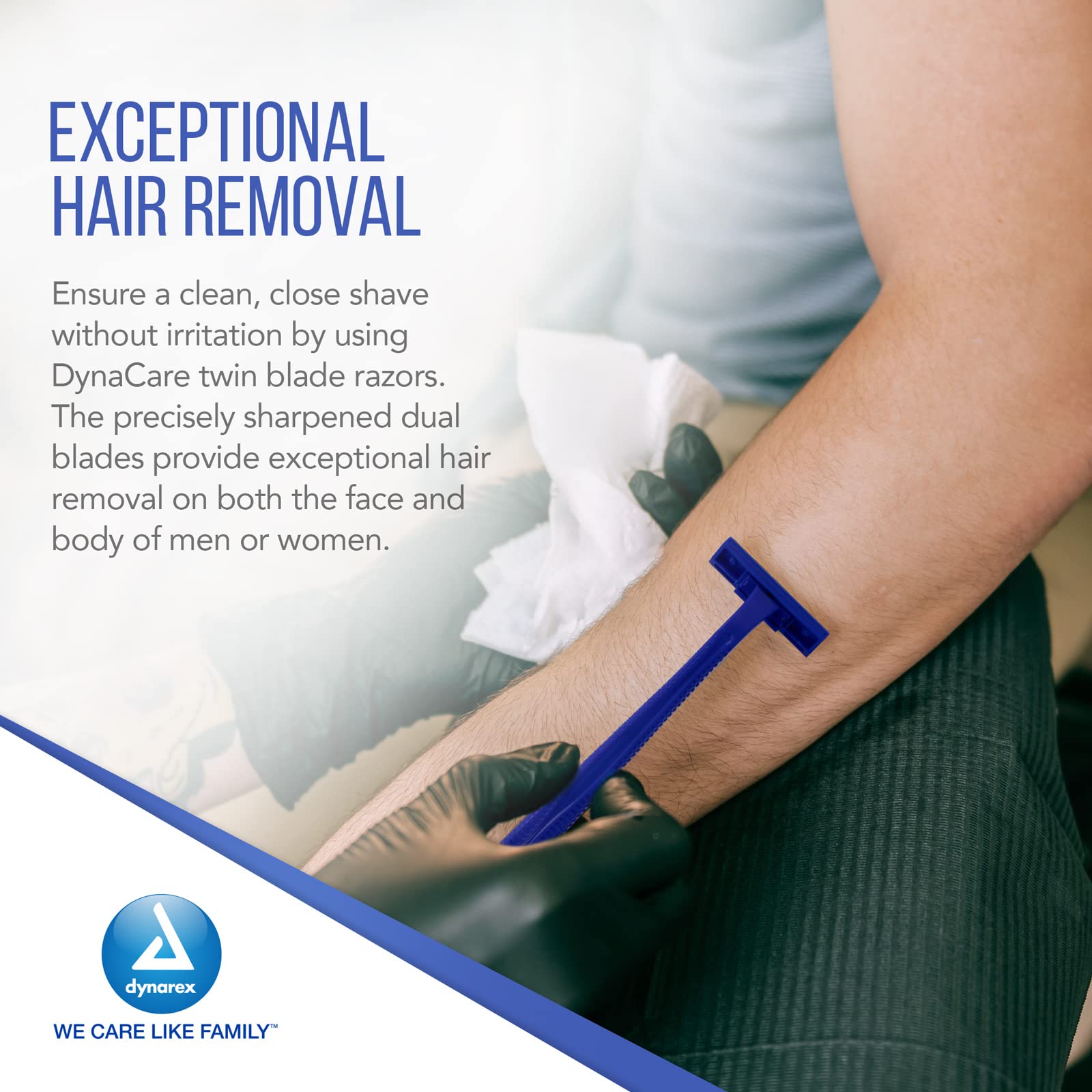 Dynarex DynaCare rasoir double lame garde plastique transparent pour sécurité.