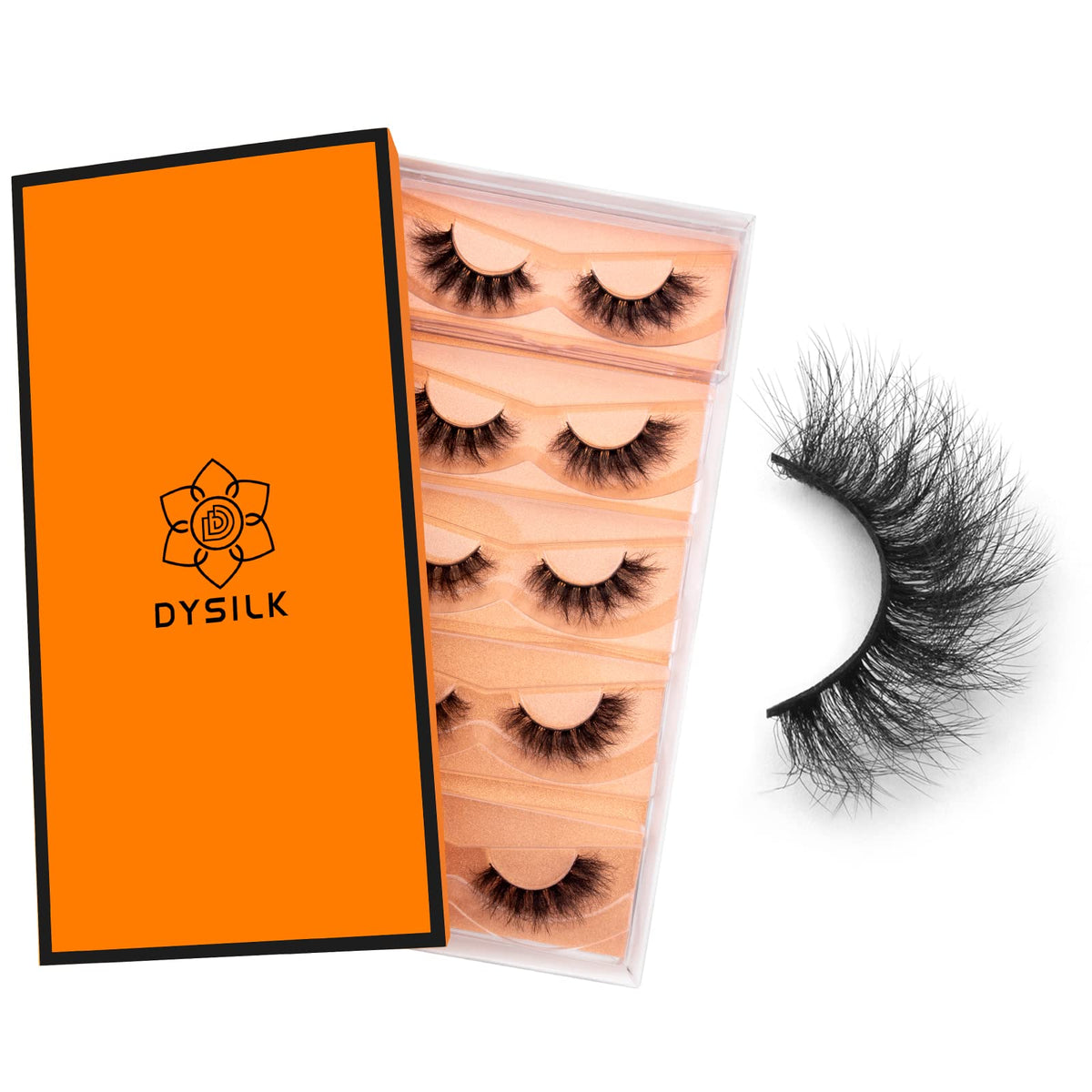 Cils DYSILK vison synthétique duveteux, pack de 5 paires, rendu naturel.