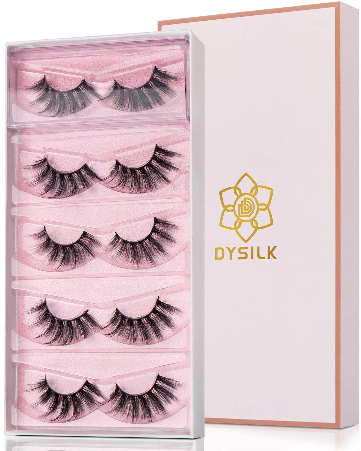 Cils faux DYSILK, pack 5 paires, effet vison naturel et volumineux.