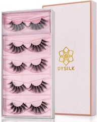 Cils faux DYSILK, pack 5 paires, effet vison naturel et volumineux.