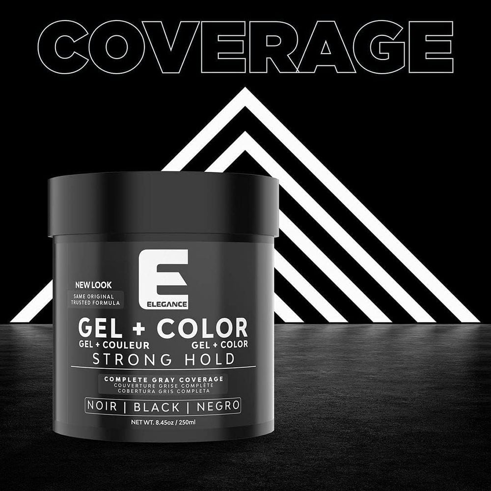 E Elegance Gel Noir – tenue longue durée pour une coiffure impeccable toute la journée.
