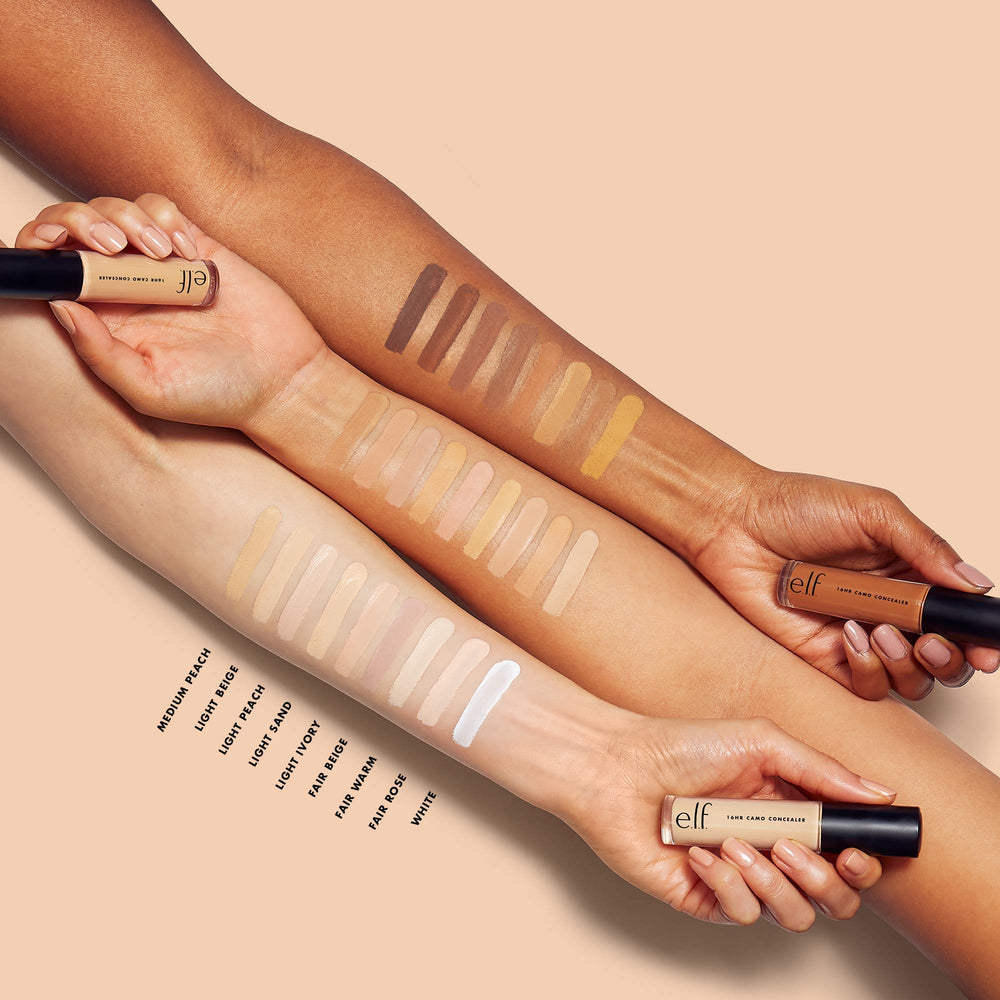 e.l.f. 16HR Camo Concealer – teinte olive profonde, adaptée aux carnations foncées.
