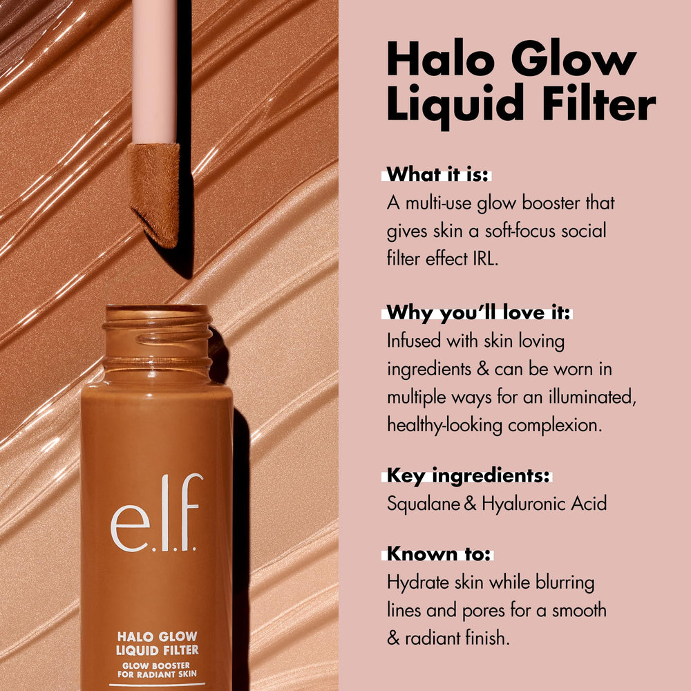 Filtre liquide Halo Glow d’e.l.f. – hydratation grâce à l’acide hyaluronique et squalane.