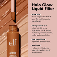 Filtre liquide Halo Glow d’e.l.f. – hydratation grâce à l’acide hyaluronique et squalane.