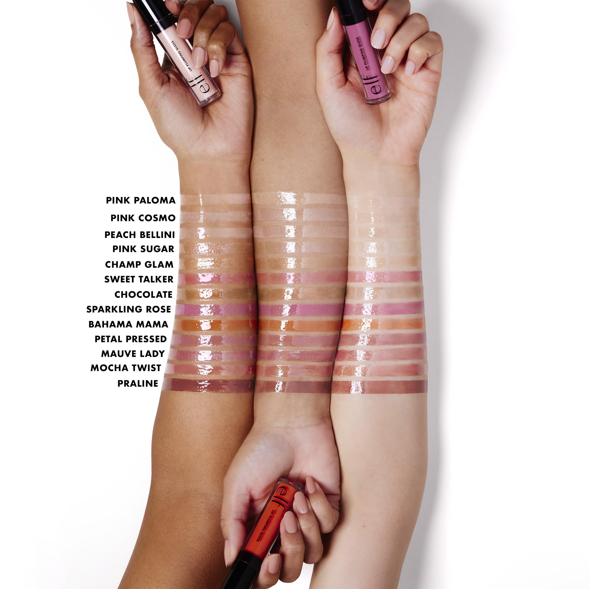 e.l.f. Lip Plumping Gloss Mocha Twist – texture hydratante avec huile de coco pour lèvres souples.