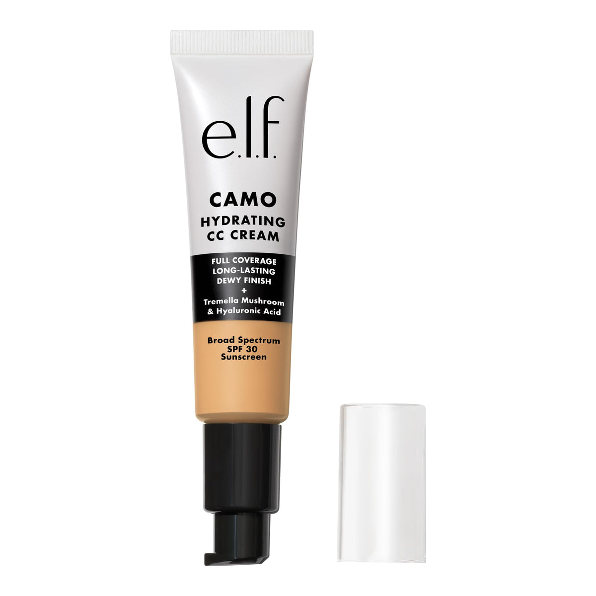 e.l.f. Hydratante Camouflage CC Crème bouteille-pompe, fini lumineux et hydratation durable.