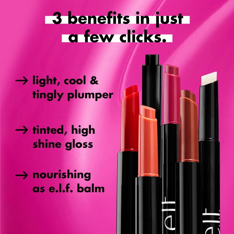 e.l.f. Pout Clout contient des extraits de bleuet, melon et grenade pour les soins.