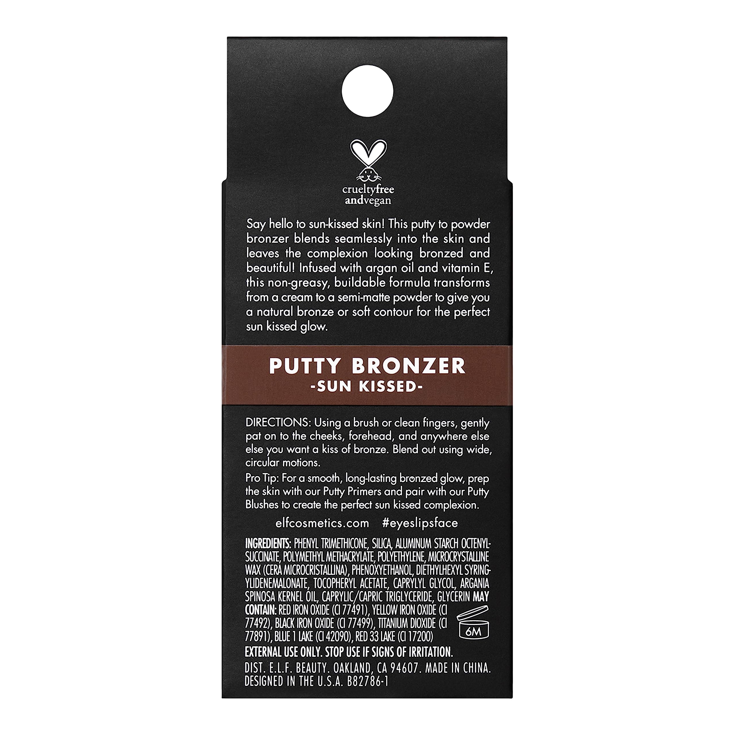 e.l.f. Putty Bronzer emballage : packaging élégant et pratique.