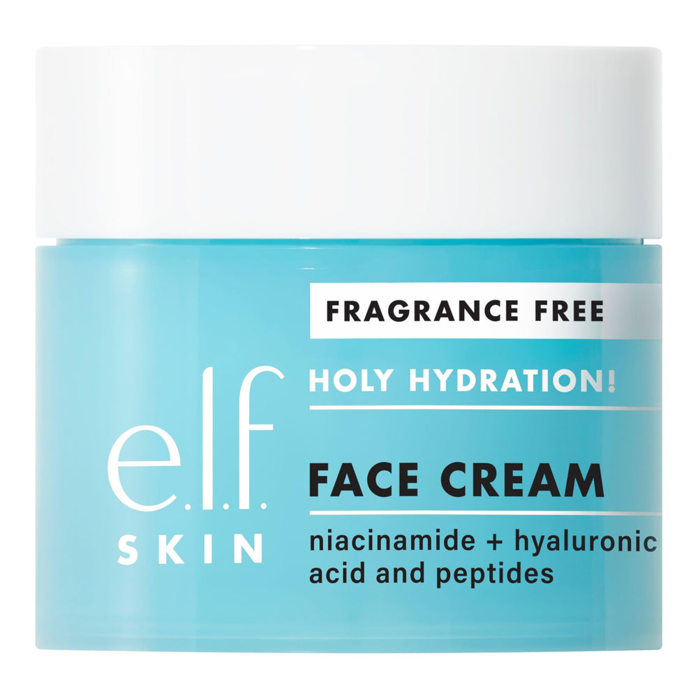 e.l.f. Skin Holy Hydration crème-visage bouteille démontrant une hydratation durable.