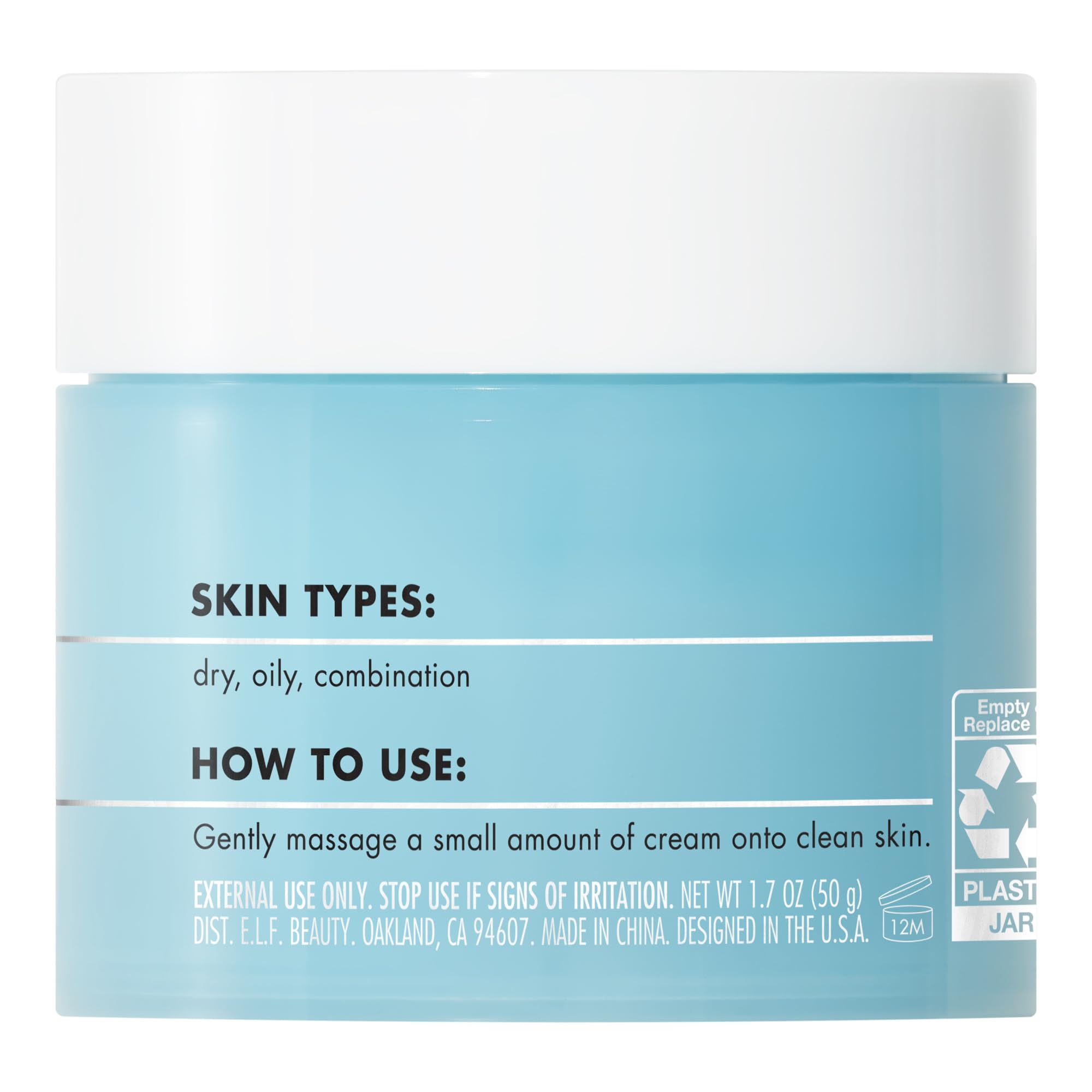 e.l.f. Skin Holy Hydration crème-visage sans parfum adaptée à tous types de peau.