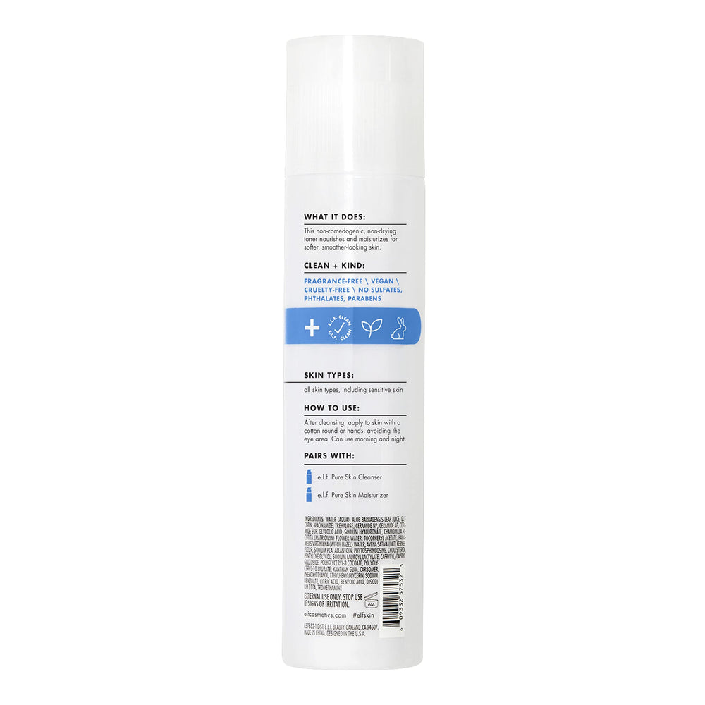 Tonique Pure Skin sans parfum, idéal pour peaux sensibles par e.l.f.