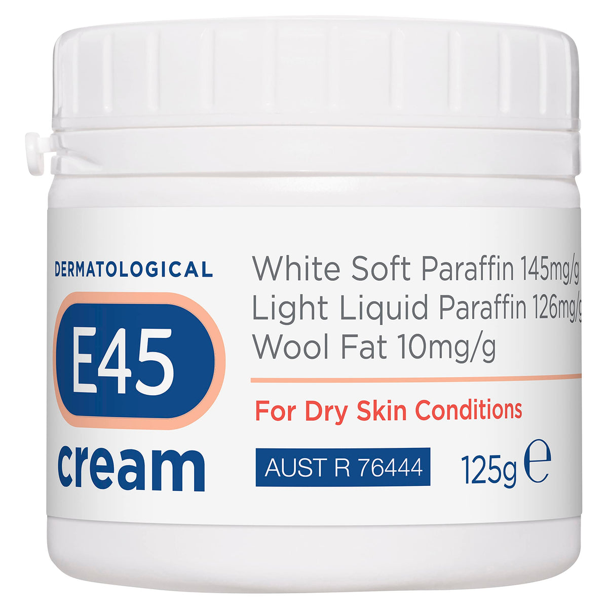 Crème dermatologique E45 en pot — hydratation rapide pour peau sèche.